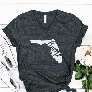 Florida Home VNeck Shirt / Florida Girl VNeck / Florida Homegrown VNeck / Florida Native VNeck / Florida Gift / Women Unisex