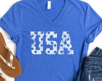 USA 4th of July VNeck Shirt