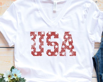 USA 4th of July VNeck Shirt
