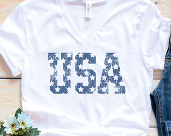 USA 4th of July VNeck Shirt