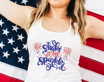 Shake Your Sparkler Funny Fourth of July Patriotic Muscle Tank