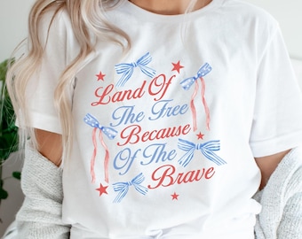 Land of the Free Because of the Brave 4th of July Graphic Tee
