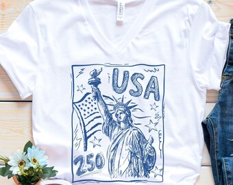 USA 250th Anniversary 4th of July VNeck Shirt