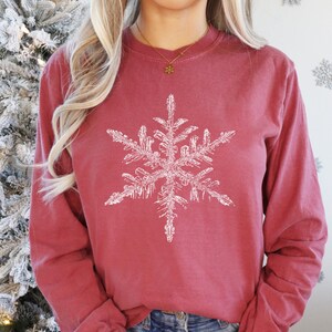 Comfort Colors® Crystal Snowflake Long Sleeve Shirt, Snowflake Long Sleeve, Christmas Long Sleeve, Winter Long Sleeve