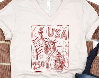 USA 250th Anniversary 4th of July VNeck Shirt