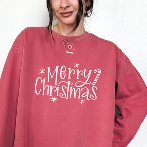 Comfort Colors® Merry Christmas Sweatshirt, Holiday Crewneck, Winter Sweatshirt