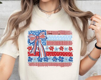 Floral American Flag 4th of July Comfort Colors® Shirt