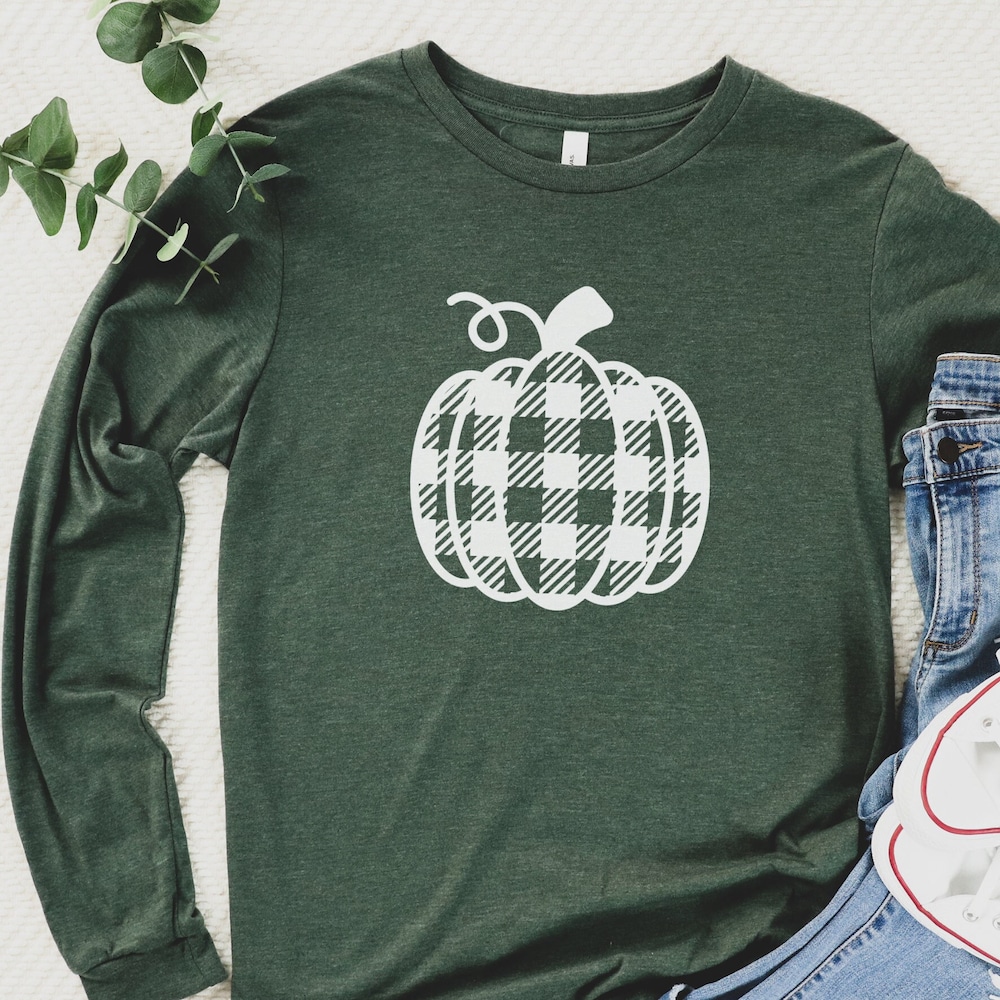 Plaid Pumpkin Long Sleeve Shirt / Pumpkin Long Sleeve / Pumpkin Patch Long Sleeve / Fall Long Sleeve Shirt Livingtee
