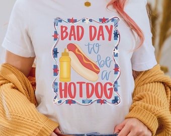 Bad Day to Be a Hot Dog Funny 4th of July Graphic Tee