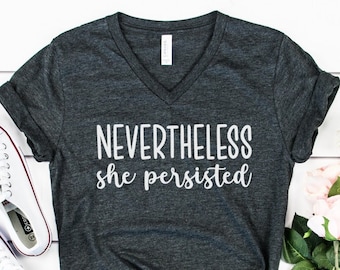 DIGHGIOG Nevertheless She Persisted Feminist Movement Woman T-Shirts Soft Workout Crew Neck Short Sleeve T Shirt 