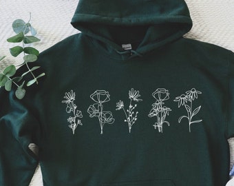 black hoodie with flowers