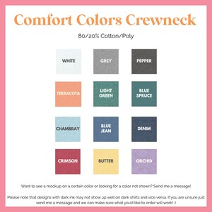 a collection of 12 different crew neck colors, each with a corresponding color name, arranged in a grid format.