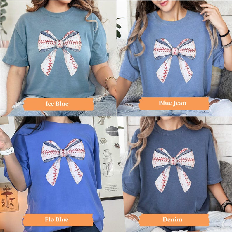 Baseball Bow Shirt, Baseball Comfort Colors® Shirt, Coquette Baseball Shirt, Women's Baseball Tee image 10