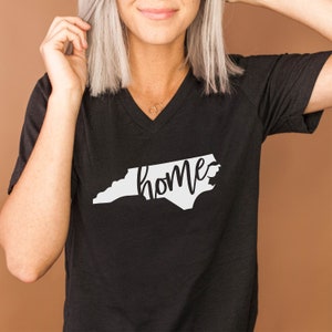 North Carolina Home VNeck Shirt / North Carolina Girl VNeck / North Carolina Homegrown VNeck / North Carolina Native / NC Gift /