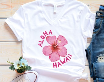 Aloha Hawaii Floral Women's VNeck Shirt