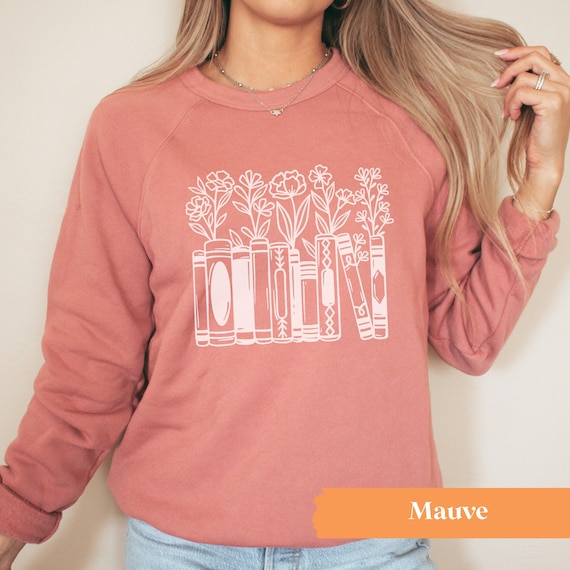 Floral Bookshelf Sweatshirt / Floral Book Sweatshirt / Book Lover Crewneck / Reading Junkie Sweater
