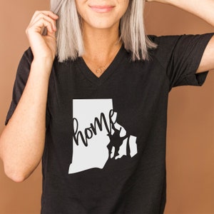 Rhode Island Home VNeck Shirt / Rhode Island Girl VNeck Tee / Rhode Island Homegrown / Rhode Island Native / Rhode Island Gift /