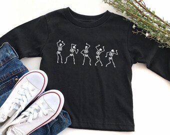 Dancing Skeletons Long Sleeve Shirt / Halloween Kids Long Sleeve / Kids Halloween Shirt / Kids Skeleton Shirt / Youth Halloween Shirt