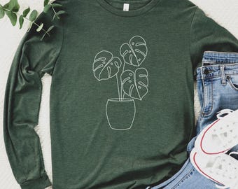 Monstera Long Sleeve Shirt / Plants Long Sleeve Shirt / Plant Mom Long Sleeve Shirt