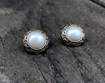 Vintage button stud earrings