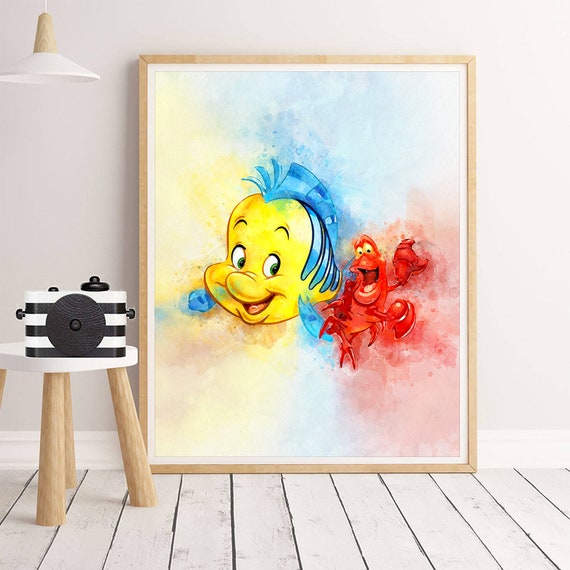 Sebastian The Little Mermaid Wall Art Disney Watercolor Poster Nursery UNFRAMED