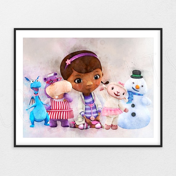 Doc Mcstuffins Prints Doc Mcstuffins Poster Kids Room Decor Kids Nursery Wall Art Kids Birthday Gift Idea Toddler Watercolor Poster Kh877