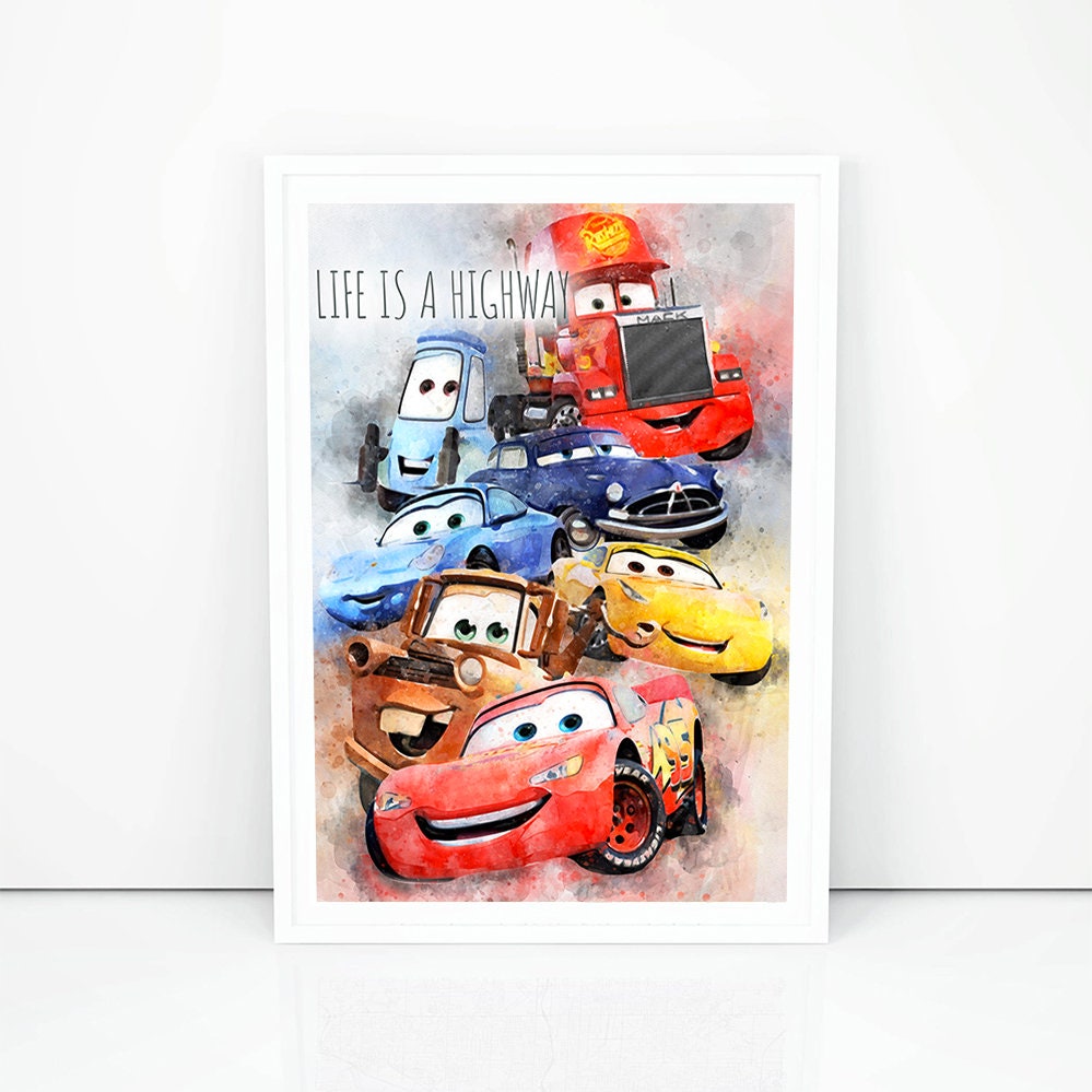 Cars print Lightning McQueen print Cars Kids wall decor Nursery wall art  Kids room decoration Baby Shower gift idea Q21