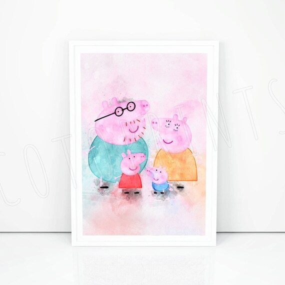 Peppa Pig Print Peppa Pig Poster Peppa Pig Kid Room Decor Kids Nursery Room Decor Kids Birthday Gift Idea Nursery Wall Watercolor Poster K55