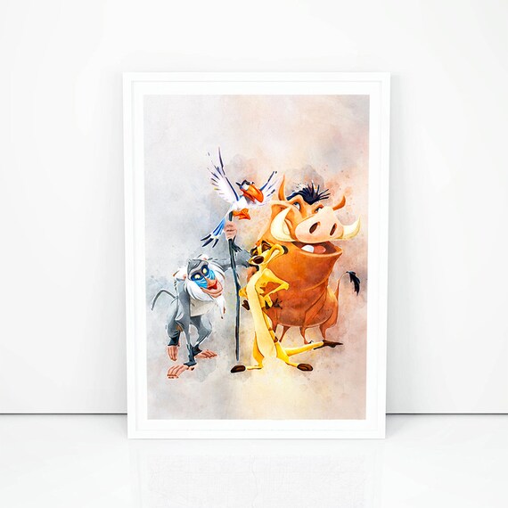 Lion King poster watercolor cartoon Simba painting wall art picture children's r Lion King poster watercolor cartoon Simba painting wall art picture children's r