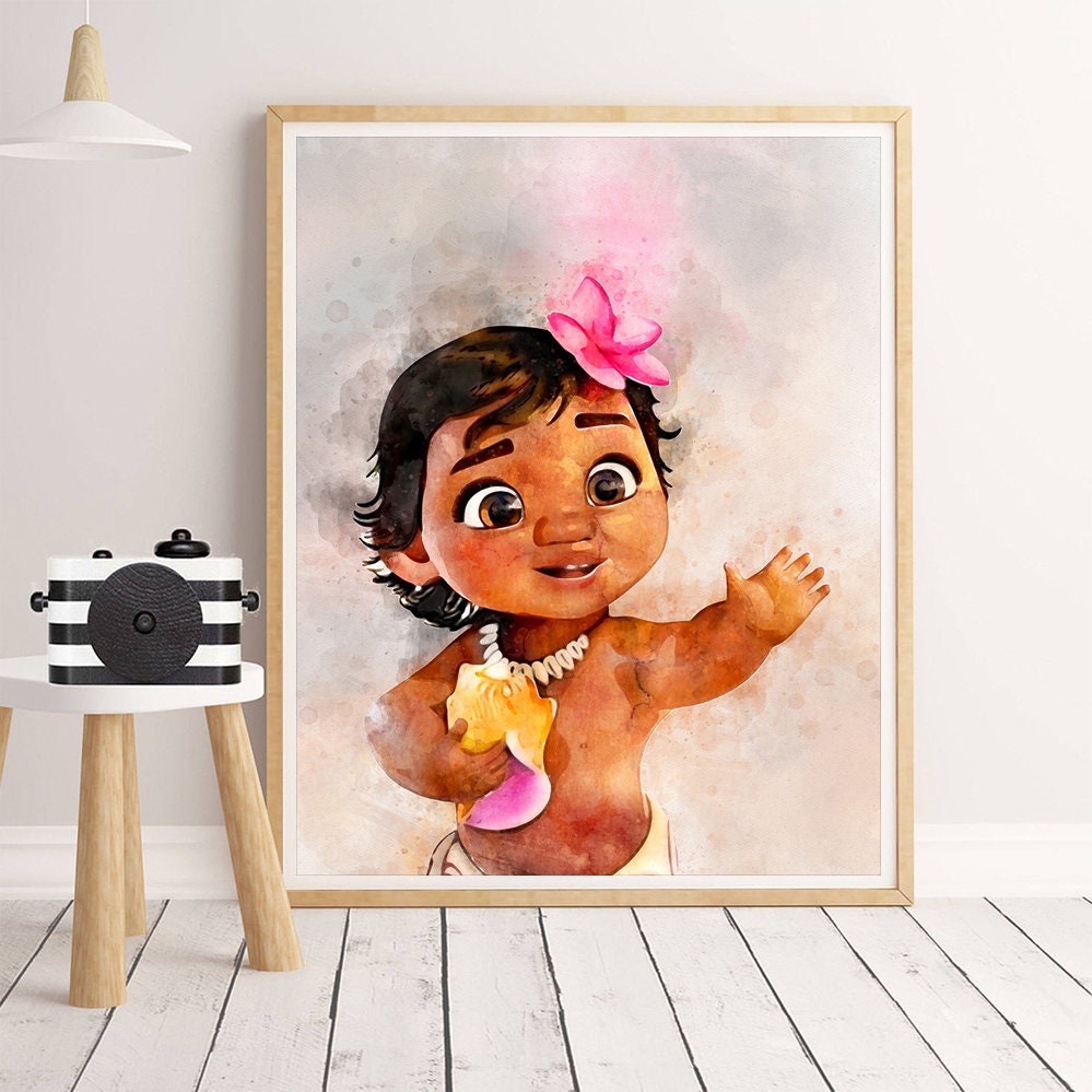 Baby Moana print Moana poster Baby Moana Disney wall hangings | Etsy