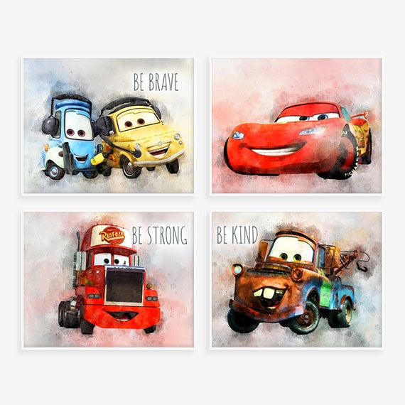 Disney Cars Impression Ensemble De 4 Disney Car 3 Mur De Etsy Disney Cars Impression Ensemble De 4 Disney Car 3 Mur De Etsy