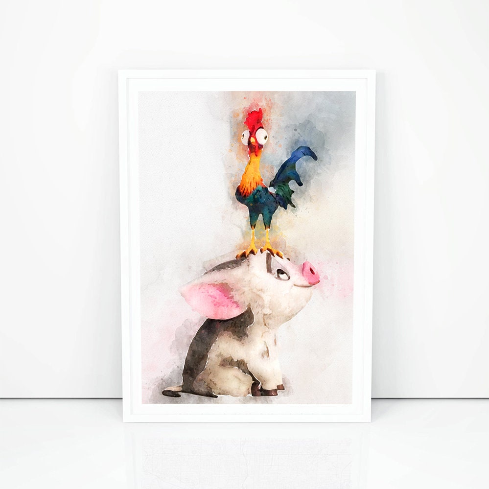 Moana Print Pua Pig Print Hei Hei Rooster Disney Wall Hangings Etsy