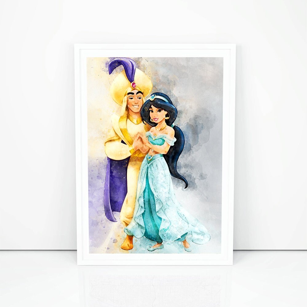 Aladdin Print Aladdin Poster Jasmine Print Disney Princess Art Etsy