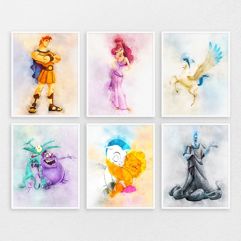 Hercules Set of 6 print Disney Hercules nursery wall art Etsy