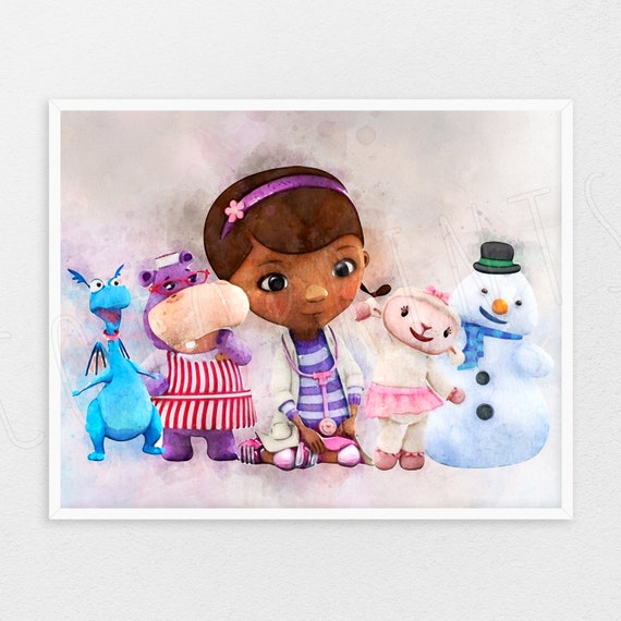 Doc Mcstuffins Prints Doc Mcstuffins Poster Kids Room Decor Kids Nursery Wall Art Kids Birthday Gift Idea Toddler Watercolor Poster Kh877