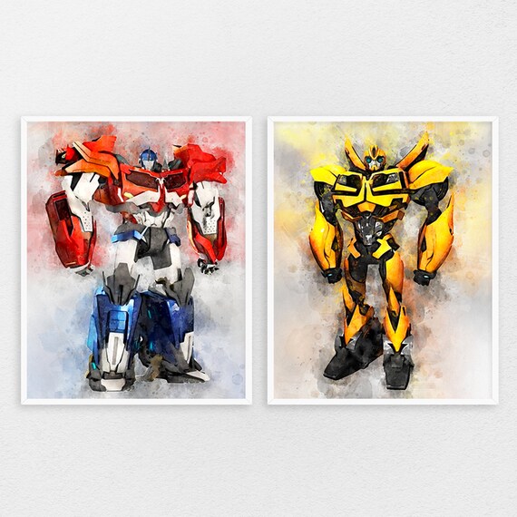 Transformers Print Set Of 2 Optimus Prime Bumblebeeposters Etsy