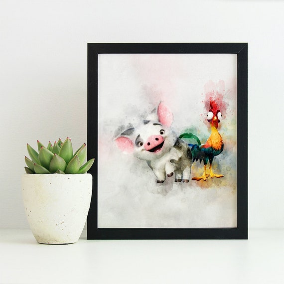 Moana Print Pua Pig Print Hei Hei Rooster Disney Wall Hangings Etsy