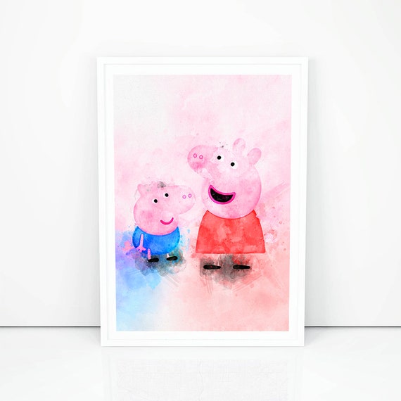 Peppa Pig Print Peppa Pig Poster Peppa Pig Nursery Wall Art Watercolor Print Kids Room Decor Birthday Gift Ideas Playground Print K1059b