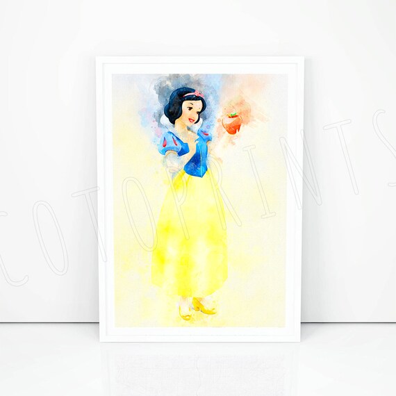 Princess Snow White Print Apple Print Disney Snow White Room Decor Kids Art Room Decor Kids Birthday Gift Ideas Nursery Watercolor K1238