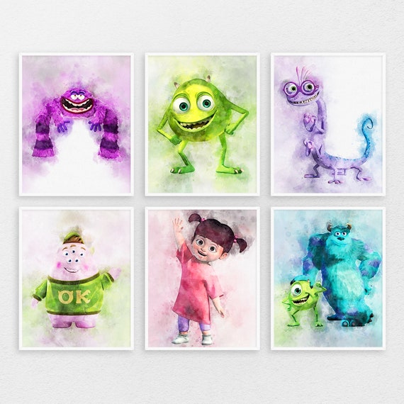 Monster Inc Print Set 6 Of Set Poster Monster Inc Mile Sullivan Boo Kids Room Decor Nursery Wall Art Birthday Gift Ideas Playground R162
