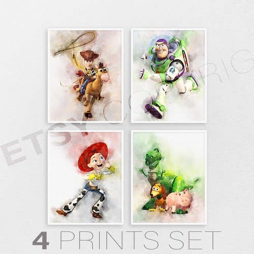 Toy Story Print Set of 6 Disney Wall Decor Toy Story Poster Etsy
