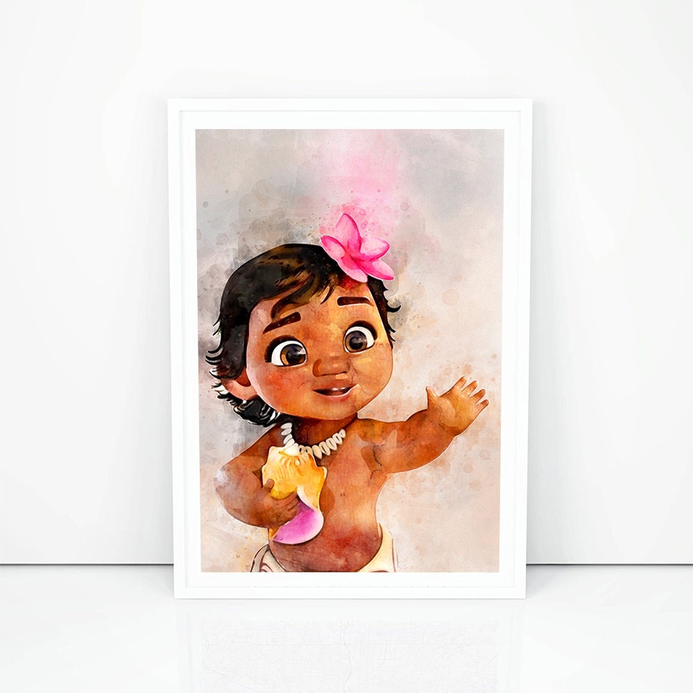 Baby Moana print Moana poster Baby Moana Disney wall hangings Etsy