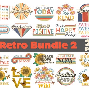 Retro Sublimation Bundle, Life is Good png, Retro Png Bundle for Shirt, Good Vibes Png, Retro Sublimation Downloads Bundle, Be Kind Png