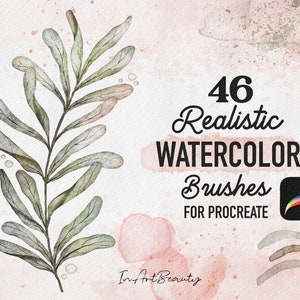 Realistic Watercolor brushes for Procreate, watercolor brushes bundle, Procreate watercolor paper, IPad brushes, Paper canvas for Procreate