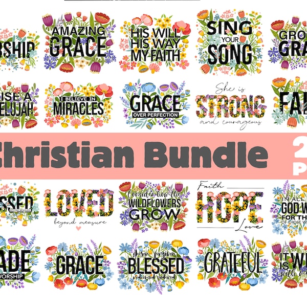 Christian Floral Png Bundle, Christian Png, Floral Christian Png, Blessed Png, Jesus Bundle Png, Faith png, Grace png, worship floral png