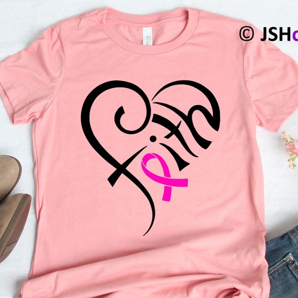 Breast Cancer Faith Heart SVG, Love SVG, Faith svg, Cancer Ribbon, Awareness Ribbon svg, breast cancer svg, Files for Cricut Silhouette, svg
