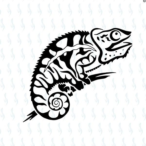 Lizard svg, Chameleon svg, SVG, clipart, décalcomanie, eps, dxf, png, silhouette, pochoir, fichier coupé, vinyle, Tribal, Tattoo Design, JSHcreates