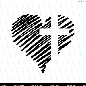 Heart and Cross SVG, Heart and Cross PNG, Jesus Cross SVG, Faith Christian svg, Love Cross, hart svg, gesneden bestand voor Cricut en Silhouette
