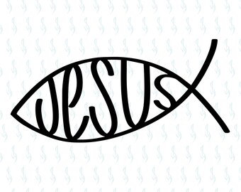 Christliche Fische SVG, Jesus Fisch Svg, Vektor Cut Datei für Silhouette, Cricut, Pdf, Eps, Png, Dxf, Schablone, Aufkleber, Pin, Sticker, JSHcreates