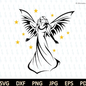 Ángel tribal SVG: Diseño de tatuaje de guardián, clipart (descarga digital)